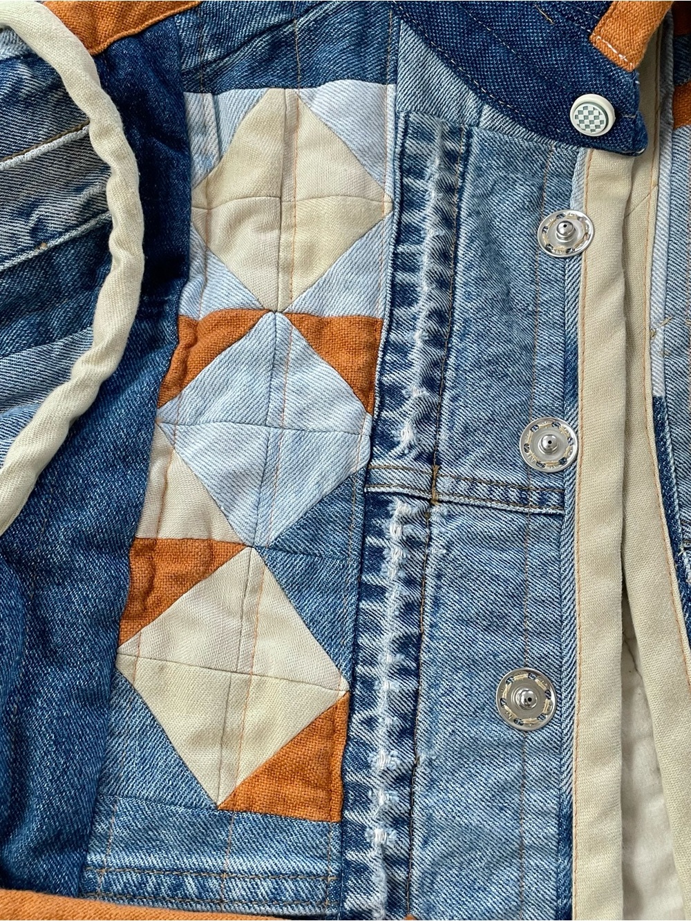 Stunning Handcrafted Upcycled Patchwork Custom Denim Jean Jacket - Picture 6 of 12